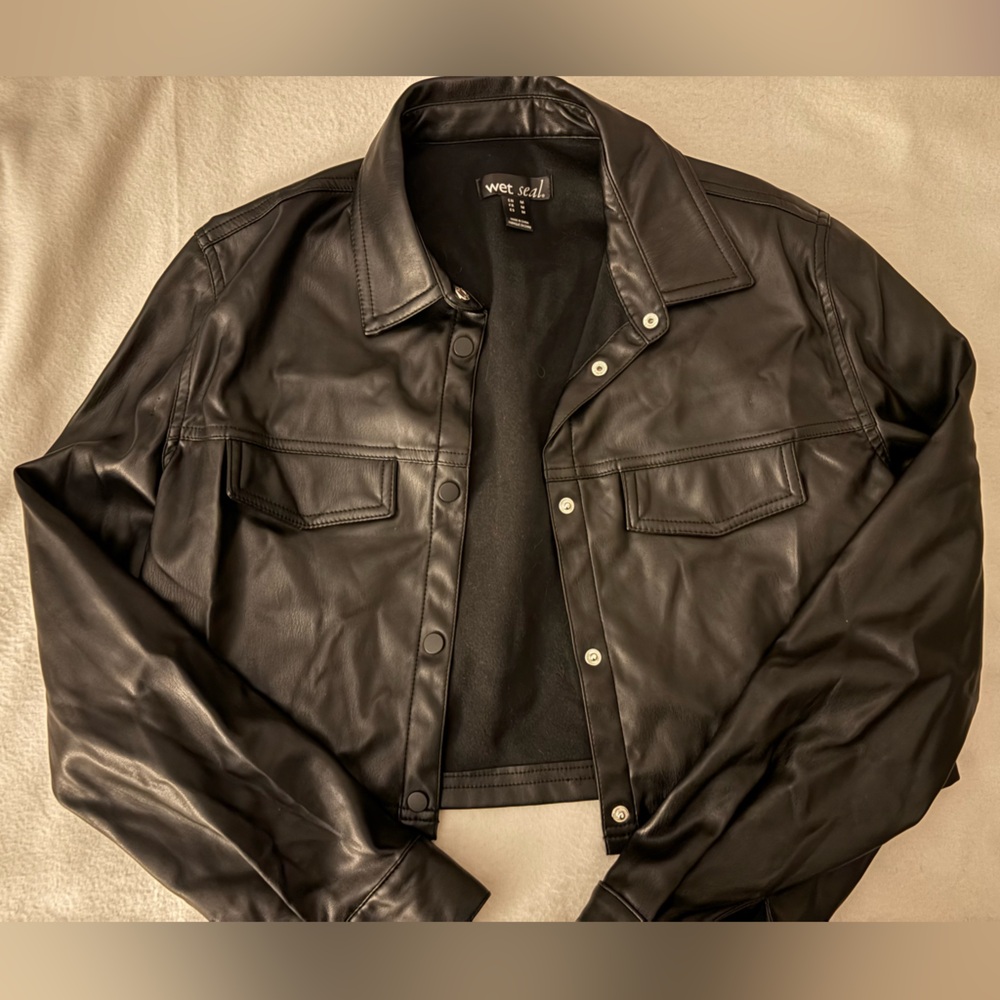Faux Cropped Leather Jacket
